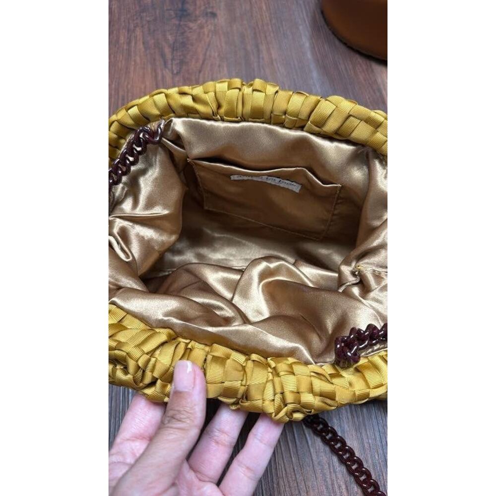 Maria La Rosa Game Clutch in Mustard Yellow – Handwoven in Italy Tuckernuck $398 - Picture 4 of 4